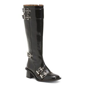 GANNI Black Made In Portugal Feminine Buckle High Boots